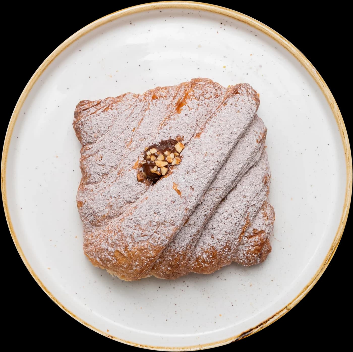 Icing sugar dusted custard pastry